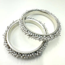 Set of 2 Silver Clustered pearls Bangle/Indian classic bangles/Bridal bangles/Indian wedding Jewelry/Gold bangles/chuda bangles/Pearl bangle