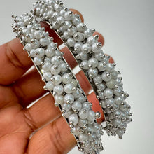 Set of 2 Silver Clustered pearls Bangle/Indian classic bangles/Bridal bangles/Indian wedding Jewelry/Gold bangles/chuda bangles/Pearl bangle