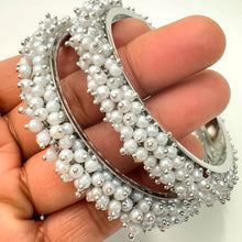 Set of 2 Silver Clustered pearls Bangle/Indian classic bangles/Bridal bangles/Indian wedding Jewelry/Gold bangles/chuda bangles/Pearl bangle