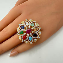 Navratan American Diamond Ring/Statement Ring/Cocktail Adjustable Ring/Indian Ring/Pakistani Jewelry/Indian/Bollywood Jewelry/Indian Wedding