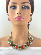 Ruby Red Victorian Moissanite polki CZ Necklace, Sabyasachi Necklace, Statement Necklace, Semi Precious Necklace, Designer,Indian Pakistani