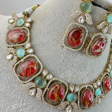 Ruby Red Victorian Moissanite polki CZ Necklace, Sabyasachi Necklace, Statement Necklace, Semi Precious Necklace, Designer,Indian Pakistan
