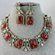 Ruby Red Victorian Moissanite polki CZ Necklace, Sabyasachi Necklace, Statement Necklace, Semi Precious Necklace, Designer,Indian Pakistan