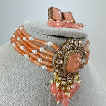 Peach Doublet Moissanite Polki CZ Diamond Choker Necklace, Indian Jewelry,Sabyasachi Bridal Necklace,Designer Jewelry,Indian Wedding