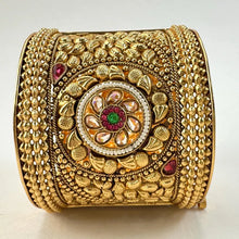 Gold plated Rajwadi Antique Broad Bangles Single openable Kada Bangle(1Pc)/Indian Kada/Wedding Jewelry/Kada/Punjabi Jewelry/Indian Wedding