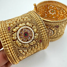 Gold plated Rajwadi Antique Broad Bangles Single openable Kada Bangle(1Pc)/Indian Kada/Wedding Jewelry/Kada/Punjabi Jewelry/Indian Wedding