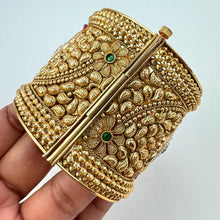 Gold plated Rajwadi Antique Broad Bangles Single openable Kada Bangle(1Pc)/Indian Kada/Wedding Jewelry/Kada/Punjabi Jewelry/Indian Wedding