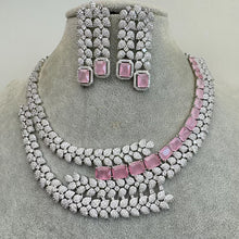 Pink CZ diamond Bridal Necklace Jewelry,American Diamond wedding necklace, Cz jewelry, Pakistani, Punjabi wedding jewelry, Gift for her