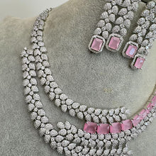 Pink CZ diamond Bridal Necklace Jewelry,American Diamond wedding necklace, Cz jewelry, Pakistani, Punjabi wedding jewelry, Gift for her