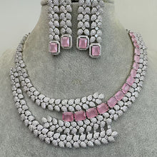 Pink CZ diamond Bridal Necklace Jewelry,American Diamond wedding necklace, Cz jewelry, Pakistani, Punjabi wedding jewelry, Gift for her
