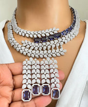 Purple Cz Diamond necklace, American Diamond, Necklace,Indian pakistani jewelry for wedding, gift for her, bridal jewelry