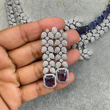 Purple Cz Diamond necklace, American Diamond, Necklace,Indian pakistani jewelry for wedding, gift for her, bridal jewelry