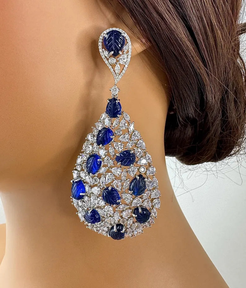 American Diamond earrings/Indian Jewelry/Pakistani Jewelry/Cocktail cz earrings /CZ earrings/AD earrings/Statement earrings/Gift for her