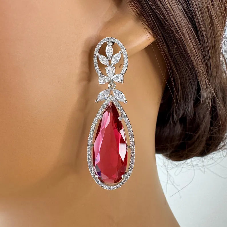 American Diamond earrings/Indian Jewelry/Pakistani Jewelry/Bollywood Jewelry/CZ earrings/AD earrings/Statement earrings/Gift for her