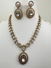 White Victorian Moissanite Necklace, Semi-precious muti stones Pendant Necklace, Indian Bridal Jewelry, Bollywood Sabyasachi Necklace