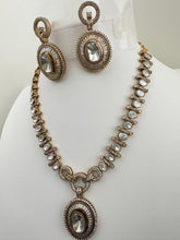 White Victorian Moissanite Necklace, Semi-precious muti stones Pendant Necklace, Indian Bridal Jewelry, Bollywood Sabyasachi Necklace