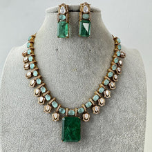 Mint Green Doublet Victorian Moissanite polki Necklace,Sabyasachi Necklace, Statement Necklace, Semi Precious Necklace, Designer necklace