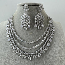 White CZ diamond Triple Layered bridal necklace, American Diamond wedding necklace, Cz jewelry, Indian, Pakistani,Punjabi wedding jewelry