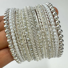 Bollywood Style Indian Stone Pearl Silver Finished Bangles Set/Punjabi Pearl Bangles Set/Bridal Bangles/Wedding Jewelry/Pakistani/Festive