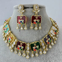 Navratan Fine Kundan Indian Necklace, Inlay work Wedding necklace, Fine kundan jewelry, Pakistani Jewelry, Indian Jewelry, Bridal Jewelry