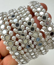 Silver Gold Mirror Pearl Bangles Set(4 Pc)/Indian bangles/Punjabi Pearl Bangles Set/Bridal bangles/wedding jewelry/Mirror Jewelry