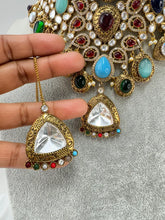 Navratan Premium Amrapali Inspired Filigree Uncut Moissanite Polki Kundan Royal Choker Necklace Set/Indian Wedding Collection,Bridal Jewelry