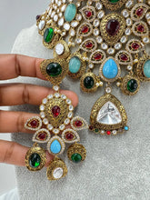 Navratan Premium Amrapali Inspired Filigree Uncut Moissanite Polki Kundan Royal Choker Necklace Set/Indian Wedding Collection,Bridal Jewelry