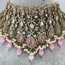 Pink Bridal Victorian moissanite polki Necklace, Sabyasachi Necklace, Statement Necklace, Semi Precious Necklace, Indian Designer necklace