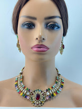 Navratan Victorian Moissanite Polki Kundan Necklace Sabyasachi Necklace, Indian Bridal Jewelry, Bollywood Designer Necklace, Pakistani