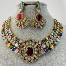 Navratan Victorian Moissanite Polki Kundan Necklace Sabyasachi Necklace, Indian Bridal Jewelry, Bollywood Designer Necklace, Pakistani