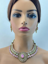 Pink Victorian Moissanite Polki Kundan Necklace, Sabyasachi Necklace, Indian Bridal Jewelry, Bollywood Designer Necklace,Pakistani
