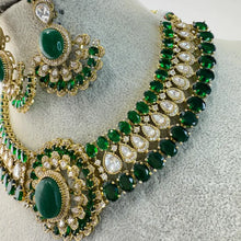 Green Victorian Moissanite Polki Kundan Necklace, Sabyasachi Necklace, Indian Bridal Jewelry, Bollywood Designer Necklace,Pakistani