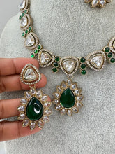Green Kundan Necklace Set, uncut Kundan Necklace, Indian Pakistani jewelry for wedding, Bridesmaid jewelry, Indian Kundan necklace