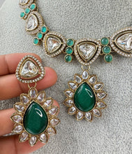 Rama Green Antique Kundan necklace/Uncut Kunan Necklace/Statement necklace/Punjabi Necklace/Pakistani Jewelry/Bridal necklace