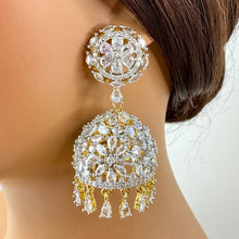 CZ Diamond 2-Tone gold Jhumka/CZ Indian Jhumka/Indian Jewelry/Pakistani Jewelry/Indian Earring/Indian wedding/Gift for her