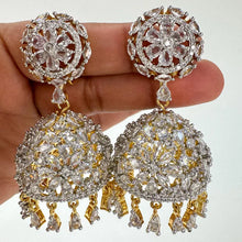 CZ Diamond 2-Tone gold Jhumka/CZ Indian Jhumka/Indian Jewelry/Pakistani Jewelry/Indian Earring/Indian wedding/Gift for her