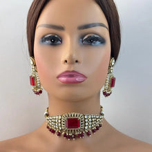Ruby Red Doublet Moissanite Polki CZ Diamond Choker Necklace, Indian Jewelry,Sabyasachi Bridal Necklace,Designer Jewelry,Indian Wedding