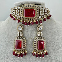 Ruby Red Doublet Moissanite Polki CZ Diamond Choker Necklace, Indian Jewelry,Sabyasachi Bridal Necklace,Designer Jewelry,Indian Wedding
