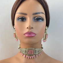 Baby Pink Doublet Moissanite Polki CZ Diamond Choker Necklace, Indian Jewelry,Sabyasachi Bridal Necklace,Designer Jewelry,Indian Wedding