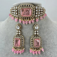 Baby Pink Doublet Moissanite Polki CZ Diamond Choker Necklace, Indian Jewelry,Sabyasachi Bridal Necklace,Designer Jewelry,Indian Wedding