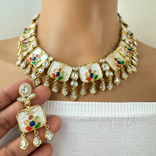 Navratan Fine Kundan Indian Necklace, Inlay work Wedding necklace, Fine kundan jewelry, Pakistani Jewelry, Indian Jewelry, Bridal Jewelry