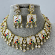 Navratan Fine Kundan Indian Necklace, Inlay work Wedding necklace, Fine kundan jewelry, Pakistani Jewelry, Indian Jewelry, Bridal Jewelry