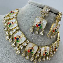 Navratan Fine Kundan Indian Necklace, Inlay work Wedding necklace, Fine kundan jewelry, Pakistani Jewelry, Indian Jewelry, Bridal Jewelry