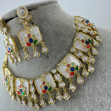 Navratan Fine Kundan Indian Necklace, Inlay work Wedding necklace, Fine kundan jewelry, Pakistani Jewelry, Indian Jewelry, Bridal Jewelry