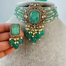 Mint Green Doublet Victorian Moissanite Polki CZ Diamond Choker/Kundan Necklace/Traditional /Pakistani/Punjabi/Indian Bridal/Indian wedding