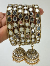ANTIQUE Dull Gold Mirror Pearl Bangles Set/Punjabi Mirror chuda bangles set/Bridal bangles/Statement bangles/Indian Wedding /Chuda Set 6pc
