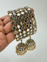 ANTIQUE Dull Gold Mirror Pearl Bangles Set/Punjabi Mirror chuda bangles set/Bridal bangles/Statement bangles/Indian Wedding /Chuda Set 6pc