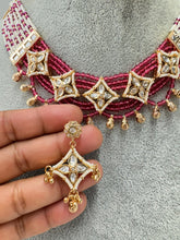 Ruby Gold Fine Kundan Pearl Necklace, Indian Jewelry, Indian wedding necklace, bridal jewelry, Punjabi Pakistani south Indian necklace