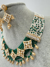 Green Gold Fine Kundan Pearl Necklace, Indian Jewelry, Indian wedding necklace, bridal jewelry, Punjabi Pakistani south Indian necklace