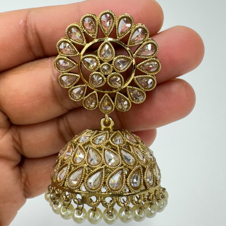 Antique Polki kundan Jhumka/stone Jhumka/Indian Jewelry/Pakistani Jewelry/Punjabi Jewelry/Statement earrings/Bridal earring/Indian wedding